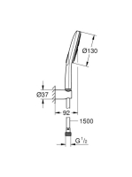 Grohe Rainshower SmartActive 130 3 funkciós kézizuhany állítható zuhanytartóval, hold fehér 26580LS0
