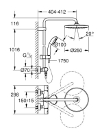Grohe Vitalio Start System 250 termosztátos zuhanyrendszer, króm 26816000