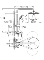 Grohe Euphoria System 260 zuhanyrendszer egykaros csapteleppel, króm 27473002