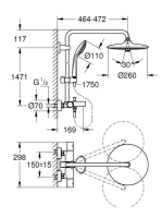 Grohe Euphoria 260 zuhanyrendszer, kádkifolyóval 27475001