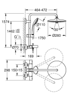 Grohe Euphoria System 260 termosztátos zuhanyrendszer kádtöltővel, króm 27475002