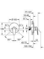 Grohe BauEdge egykaros falsík alatti zuhanycsaptelep beépítő testtel, króm 29078001