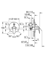 Grohe BauFlow falba épített egykaros kád csaptelep, komplett 29113000