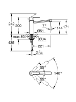 Grohe Get egykaros konyhai csaptelep gyöngyöztetővel, elfordítható kifolyóval, króm 30196000