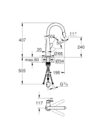 Grohe Veletto egykaros konyhai csaptelep, kihúzható zuhanyfejjel, króm 30419000