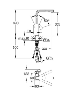 Grohe Tallinn egykaros konyhai csaptelep elfordítható kifolyóval, króm 30420000
