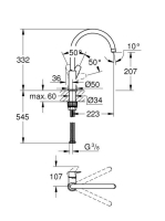 Grohe Start Edge egykaros konyhai csaptelep magas kifolyóval, króm 30529001