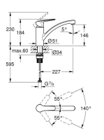 Grohe Start egykaros konyhai csaptelep elfordítható kifolyóval, króm 30530002