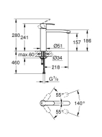 Grohe Wave Cosmopolitan egykaros konyhai csaptelep elfordítható kifolyóval, króm 31316000