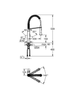 Grohe K7 egykaros konyhai csaptelep zuhanyváltóval, elfordítható kifolyóval, króm 31379000