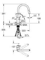 Grohe Concetto 2 funkciós konyhai csaptelep kihúzható fejjel, króm 31483002
