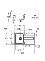 Grohe K500 Rozsdamentes acél mosogatótálca csepegtetővel 860x500 mm, szatén 31571SD1