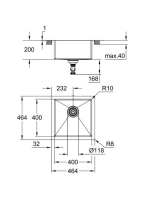 Grohe K700 Rozsdamentes acél mosogatótálca 464x464 mm, szatén 31578SD1