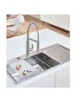 Grohe K1000 Rozsdamentes acél mosogatótálca 1160x520 csepegtetővel, balos/szatén 31581SD1