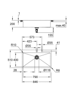 Grohe K800 Rozsdamentes acél mosogatótálca 846x510 mm, szatén 31584SD1
