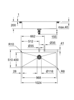 Grohe K800 Rozsdamentes acél mosogatótálca 1024x510 mm, szatén 31586SD1