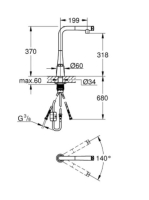 Grohe Zedra SmartControl konyhai csaptelep kihúzható zuhanyfejjel, króm 31593002