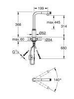 Grohe Minta SmartControl konyhai csaptelep kihúzható zuhanyfejjel, grafit 31613A00