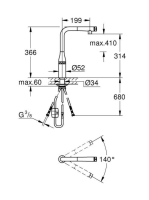 Grohe Essence SmartControl konyhai csaptelep kihúzható zuhanyfejjel, szálcsiszolt világos arany 31615GN0