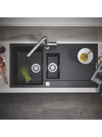 Grohe K500 Felülről beépíthető kompozit mosogatótálca csepegtetővel 1000x500 mm, gránit fekete 31646AP0