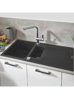 Grohe K500 Felülről beépíthető kompozit mosogatótálca csepegtetővel 1000x500 mm, gránit fekete 31646AP0