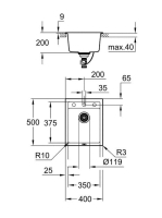 Grohe K700 Kompozit mosogatótálca 400x500 mm, gránit fekete 31650AP0