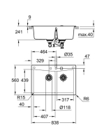 Grohe K700 Kompozit mosogatótálca 838x560 mm, gránit fekete 31657AP0