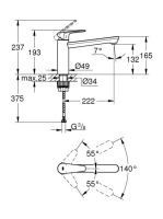 Grohe BauEdge egykaros mosogató csaptelep, króm 31693000