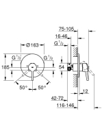 Grohe Concetto egykaros falba süllyesztett zuhanycsaptelep belső egységgel, króm 32213001