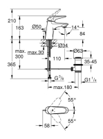 Grohe Wave egykaros mosdócsaptelep S-méret húzórudas leeresztővel, króm 32284001