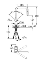 Grohe Minta egykaros konyhai csaptelep kihúzható 2 funkciós fejjel, króm 32322002