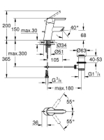 Grohe Feel egykaros mosdócsaptelep húzórudas leeresztővel, S-es méret, króm 32557000