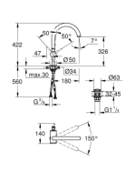 Grohe Atrio egykaros mosdócsaptelep XL-es méret, króm 32647003