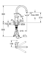 Grohe Feel egykaros konyhai csaptelep kihúzható fejjel, elfordítható kifolyóval, króm 32671002