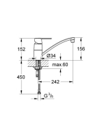 Grohe Get egykaros konyhai csaptelep elfordítható kifolyóval, króm 32891000