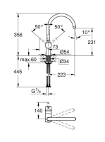 Grohe Minta egykaros konyhai csaptelep elfordítható kifolyóval, szálcsiszolt grafit 32917AL0