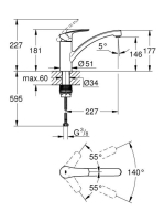 Grohe Eurosmart egykaros konyhai csaptelep, króm 33281003