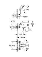 Grohe Eurosmart egykaros kád csaptelep zuhanyszettel 3330220A