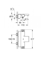Grohe Grohtherm 2000 termosztátos kádcsaptelep Waterfall kifolyóval, zuhanypolccal, króm 34464001