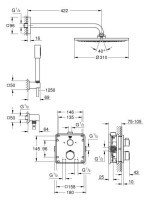 Grohe Grohtherm teljes zuhanyrendszer Rainshower Cosmopolitan 310 fejzuhannyal, króm 34730000