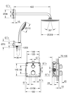 Grohe Grohtherm teljes zuhanyrendszer Rainshower Cosmopolitan 210 fejzuhannyal, króm 34734000