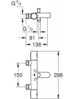 Grohe Grohtherm 800 Cosmopolitan termosztatikus kádcsaptelep, króm 34770000