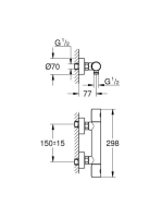 Grohe Precision Get termosztátos zuhanycsaptelep beépített elzárószeleppel, króm 34773000