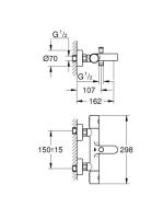 Grohe Precision Get termosztátos kádcsaptelep zuhanyváltóval, króm 34774000
