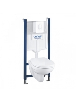 Grohe Solido Compact 4 az 1-ben WC-szett tartállyal, fali WC-vel, fehér nyomólappal 39117000