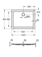 Grohe akril zuhanytálca 800x1000 mm, alpin fehér 39306000