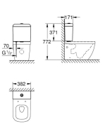 Grohe Euro Ceramic tartály nyomógombos kivitel, alsó vízcsatlakozás, alpin fehér 39332000