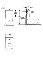 Grohe Euro Ceramic nyomógombos tartály, oldalsó/hátsó vízcsatlakozás, alpin fehér 39333000