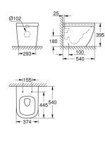 Grohe Euro Ceramic Rimless álló WC Triple Vortex öblítés, PureGuard, alpin fehér 3933900H