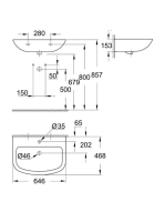 Grohe Bau Ceramic falra szerelhető mosdó 64,6x46,8 cm, túlfolyóval és csaplyukkal, alpin fehér 39420000